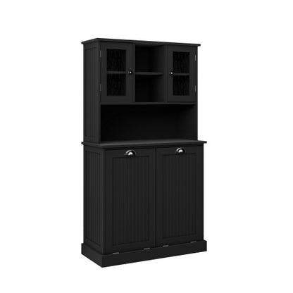 Black Tilt Out Double Laundry Cabinet with 2 Adjustable Shelves