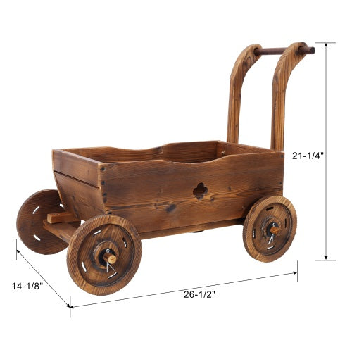 Wooden Wagon Planter Box for Garden and Patio