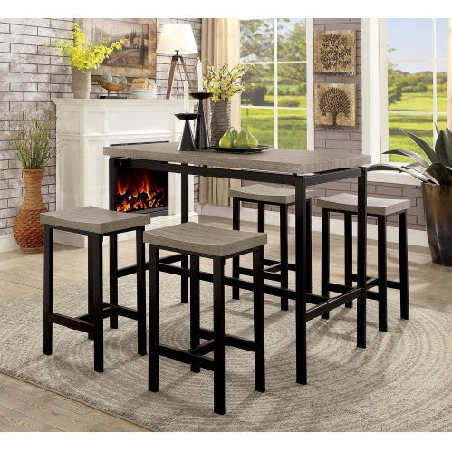 5 Piece Counter Height Dining Set - Black and Gray