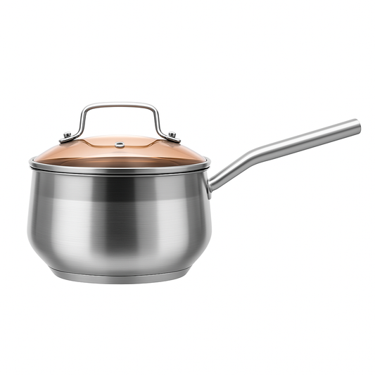 Non-Stick Stainless Steel Saucepan with Lid - 2.85 Quarts