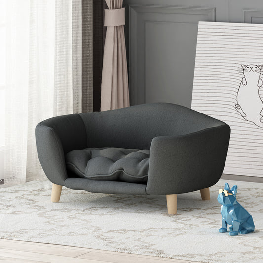 Luxury Mid-Century Modern Dog Bed – Dark Gray