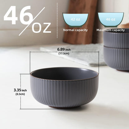 Ceramic Bowl Set - 4 Piece 46oz Kitchen Bowls