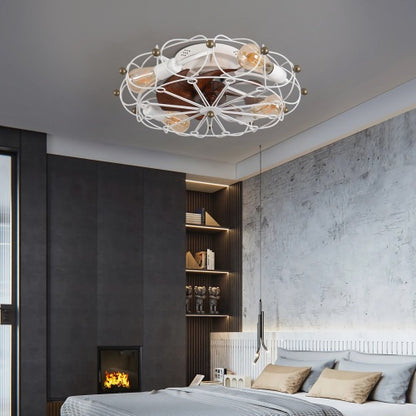 Modern Low Profile 20 inch Cage Ceiling Fan with Light