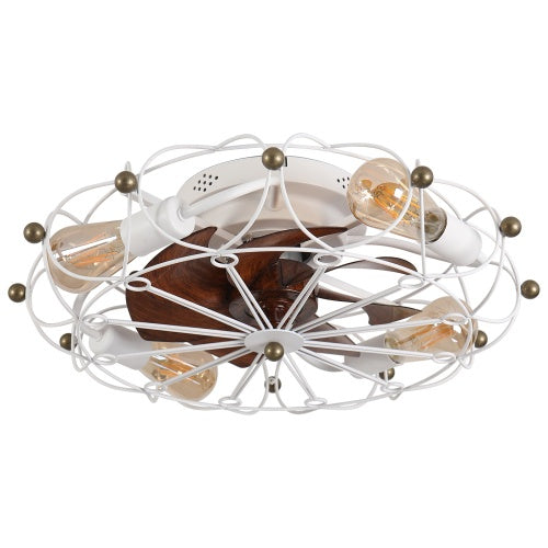 Modern Low Profile 20 inch Cage Ceiling Fan with Light