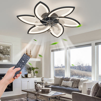 Acrylic Ceiling Fan with Lights – 30.7” Modern Flush Mount