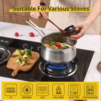 Non-Stick Stainless Steel Saucepan with Lid - 2.85 Quarts