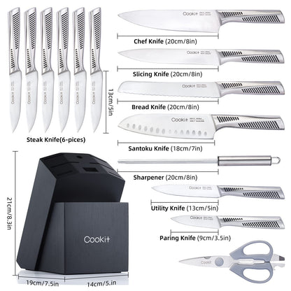 Kitchen Knife Set, 15 Piece Knife Set with Block
