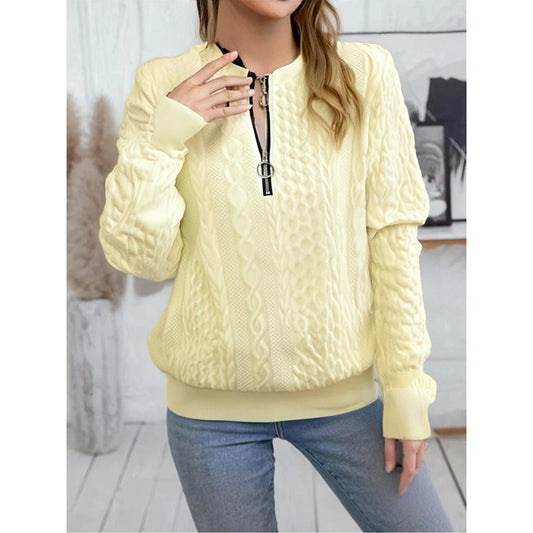Women's Textured Half-Zip Pullover - Cozy Long Sleeve