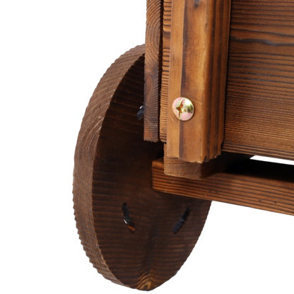 Wooden Wagon Planter Box for Garden and Patio