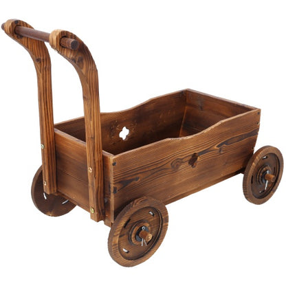 Wooden Wagon Planter Box for Garden and Patio