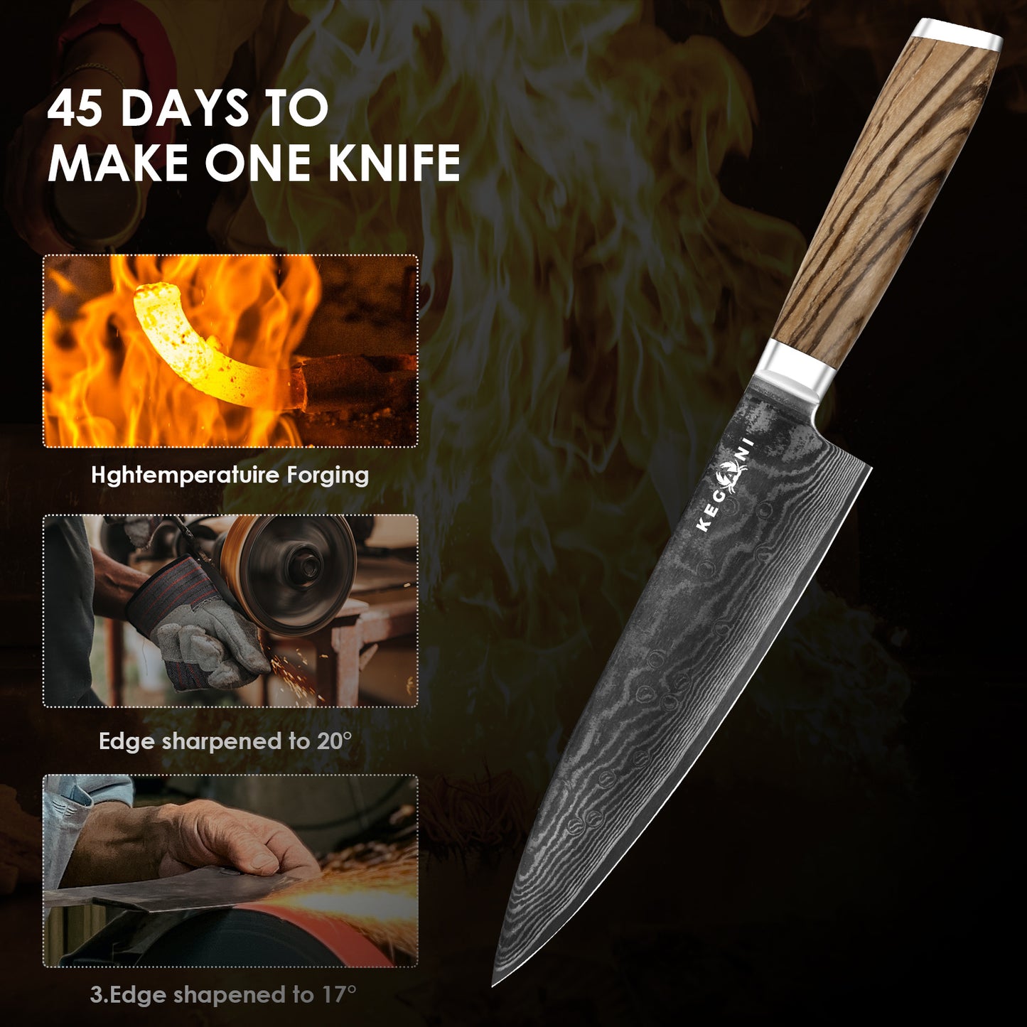 Kegani Chef Knife - 8 Inch Japanese Knife