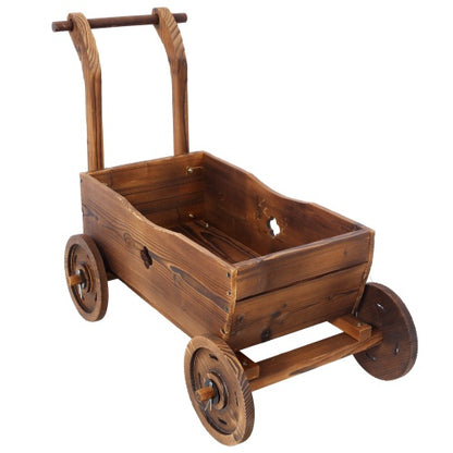 Wooden Wagon Planter Box for Garden and Patio