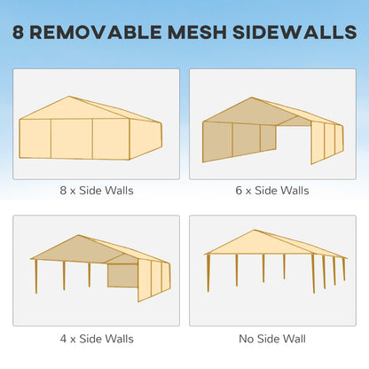 Outdoor Event Tent Canopy 10' x 28' – with 8 Removable Mesh Sidewalls