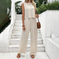 Women's Sleeveless Crop Top & Wide Leg Pants Matching Set