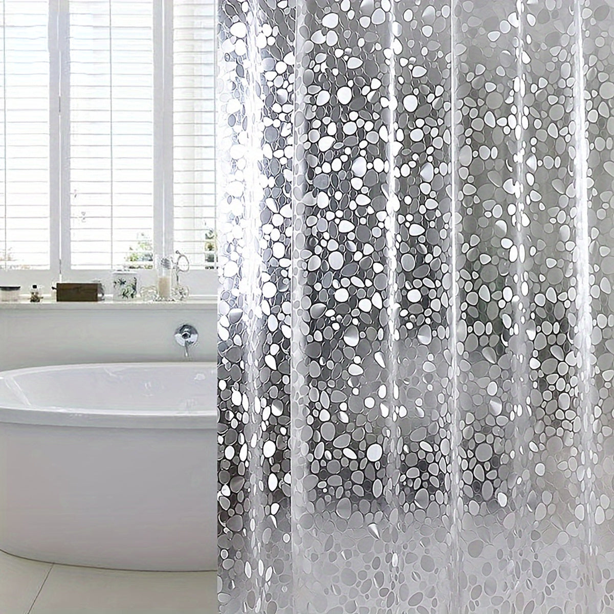 3D Pebble Pattern Shower Curtain with Magnets