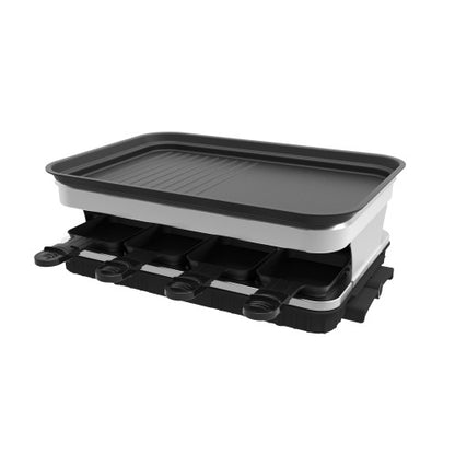 Raclette Non stick Grill with 8 Mini Pans, Adjustable Temperature Electric Party Grill