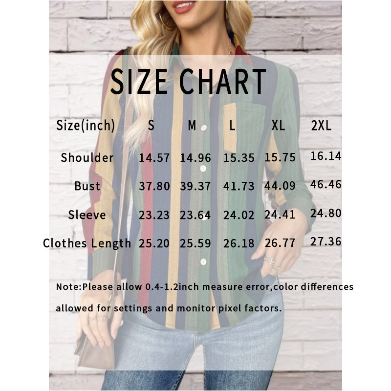 Women's Contrast Color Button-Down Blouse - Long Sleeve Shirt