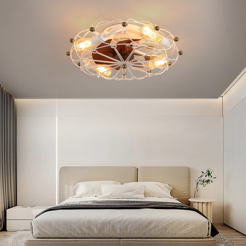 Modern Low Profile 20 inch Cage Ceiling Fan with Light