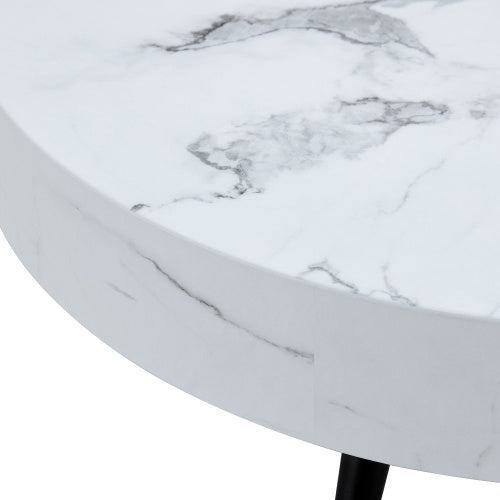 31.5" White Marble Round Coffee Table with Adjustable Feet