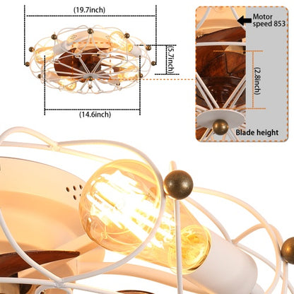Modern Low Profile 20 inch Cage Ceiling Fan with Light