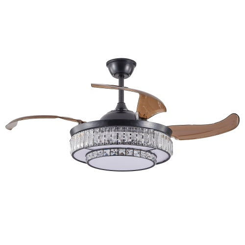 Modern 4-Blade LED Retractable Ceiling Fan with Light