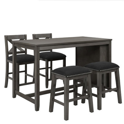 TOPMAX 5 Piece Counter Height Farmhouse Dining Set – Rustic Gray