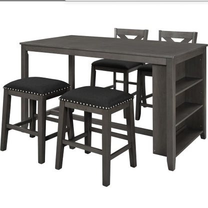 TOPMAX 5 Piece Counter Height Farmhouse Dining Set – Rustic Gray