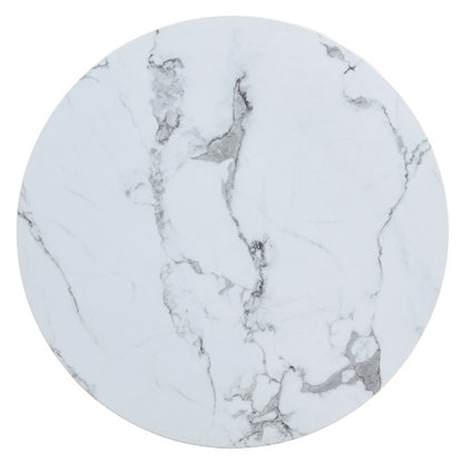 31.5" White Marble Round Coffee Table with Adjustable Feet